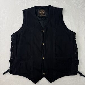 Milwaukee Performance Vest Mens Large Black Denim Conceal Carry Pockets Biker